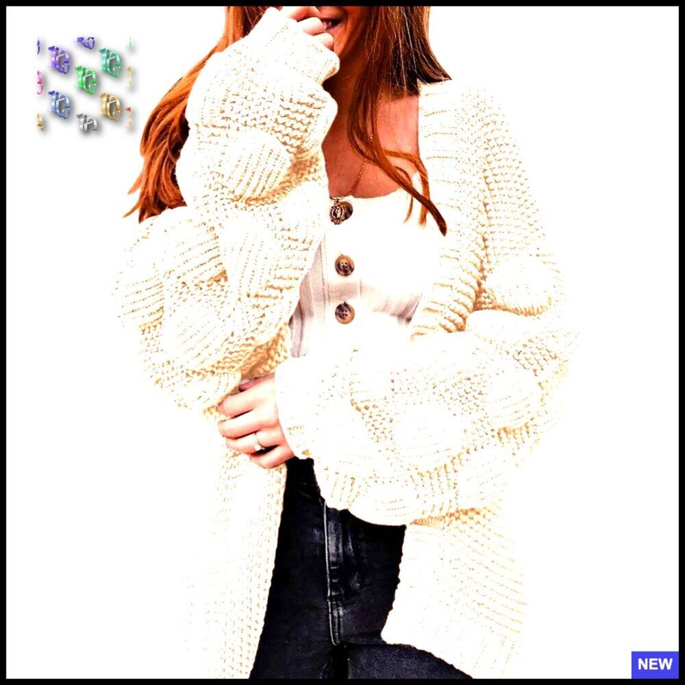 Oversized Chunky Knit Cardigan Open Front Wrap Sweater Coat Boho Chic